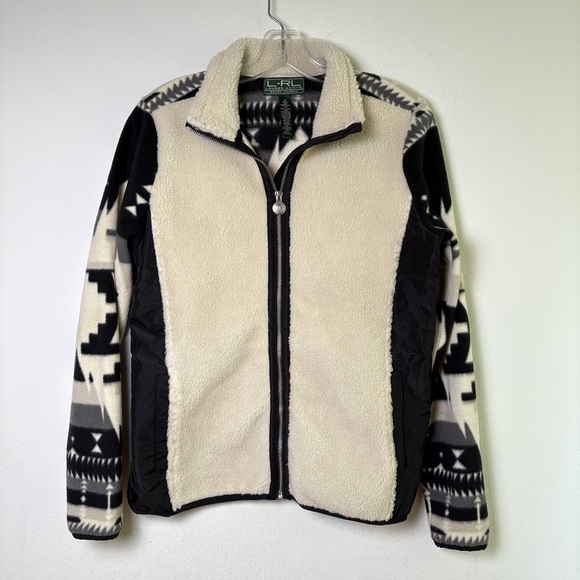 L-RL Lauren Active Ralph Lauren Aztec Southwestern Geometric Fleece Jacket M - Picture 12 of 13